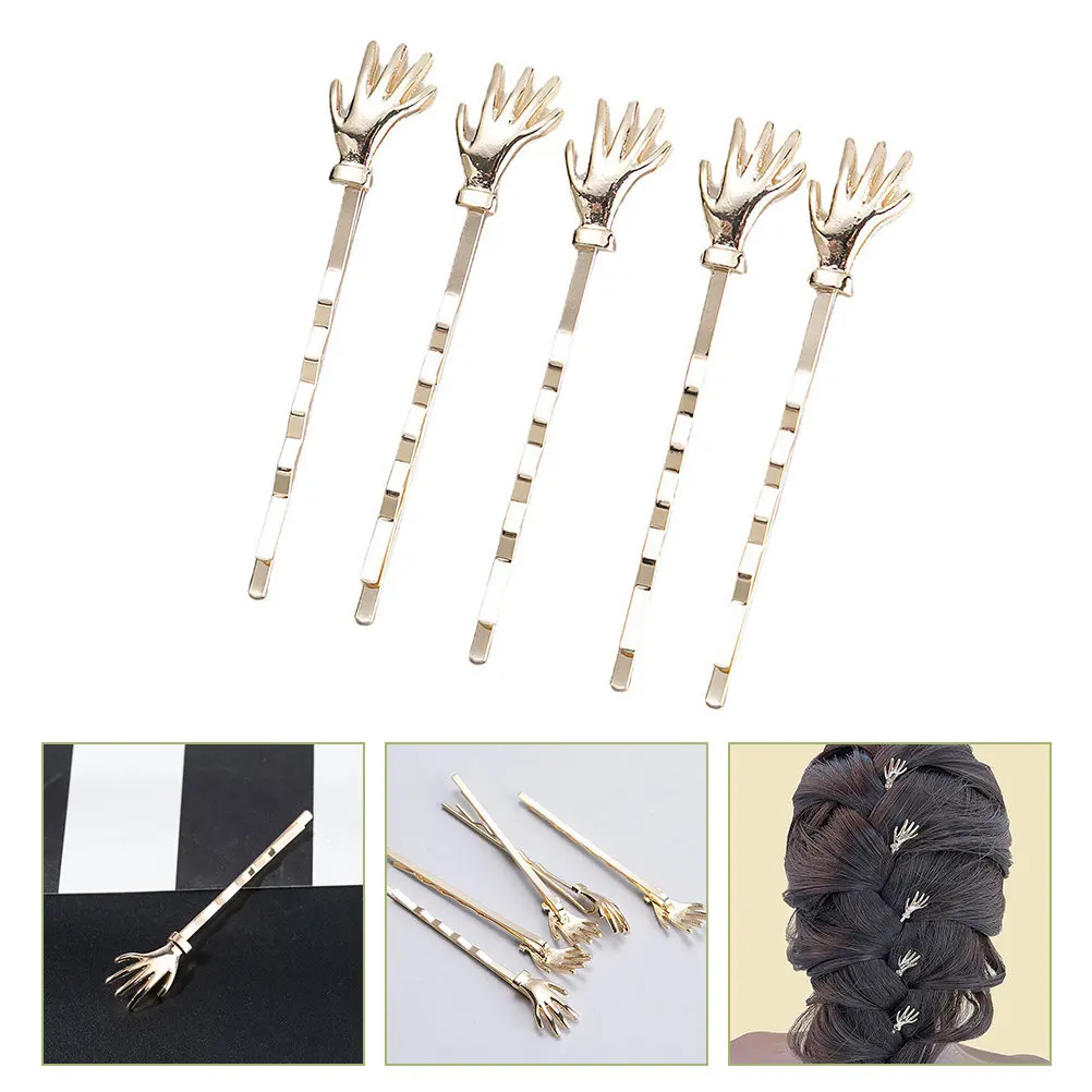 

5Pcs Hair Clip Decorative Alloy Hand Skull Pins Fashion Side Hair Accessories Wedding Banquet Girls Portable Stylish