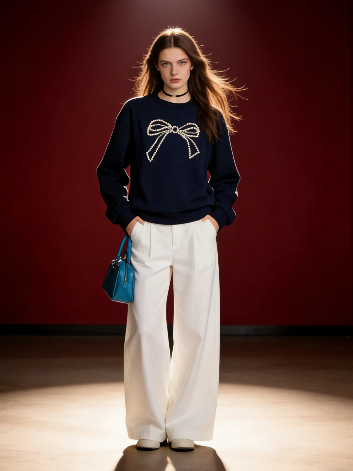 

Женская толстовка HUAAPPUW свободного кроя с круглым вырезом и декоративным узлом, теплая, из смесового полиэстера и хлопка