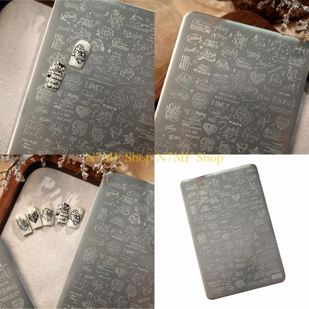 N7MF Versatile Design Plate Heart Themed Stainless Steel Texture Stencil