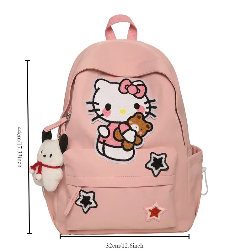 Sanrio Hello Kitty Kawaii Высококачественная школьная сумка большой емкости с милым сердечком для девочек, модный темпераментный простой студенческий рюкзак Джокер