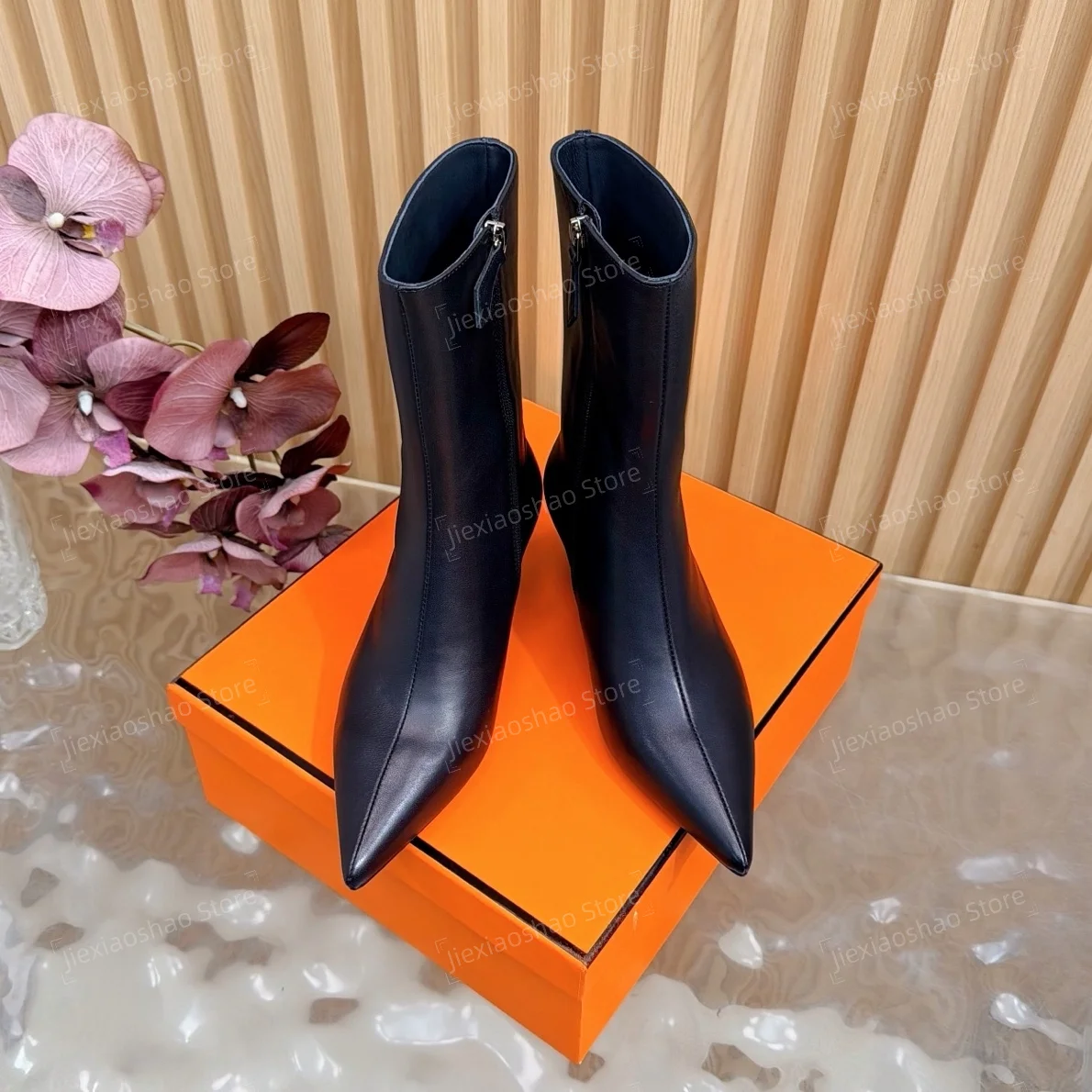 2026 New Collection Autumn Winter Genuine Leather Pointed-Toe Wedges Ankle Boots Woman Chelsea Boots Short Boots Bota Feminina