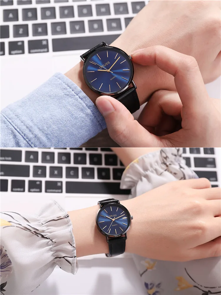 Ultra-thin fashion trend Men's authentic high-quality leather belt watch Student Watch Watch Men's watch