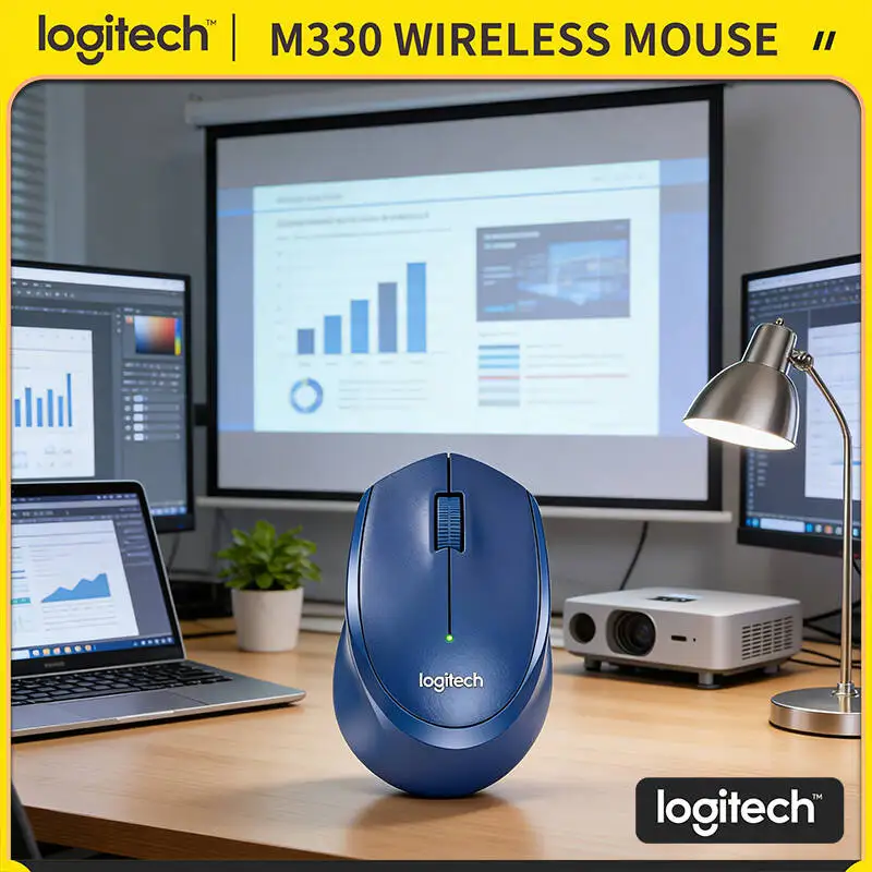 

Беспроводная эргономичная мышь Logitech M330 2.4G с бесшумным кликом, радиус действия 10 м, для ПК, Mac, Chromebook, домашнего офиса