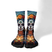 Vintage Day of the Dead Inspired Mens Crew Socks Novelty Funny Fashion Compression Socks Sports Casual Socks Crazy Holiday Gift