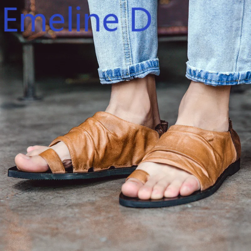 

Toe Covers Sandals Summer New British Fashion Men's Minimalist Style Outdoor Casual Comfortable Breathable Flat Beach Shoes