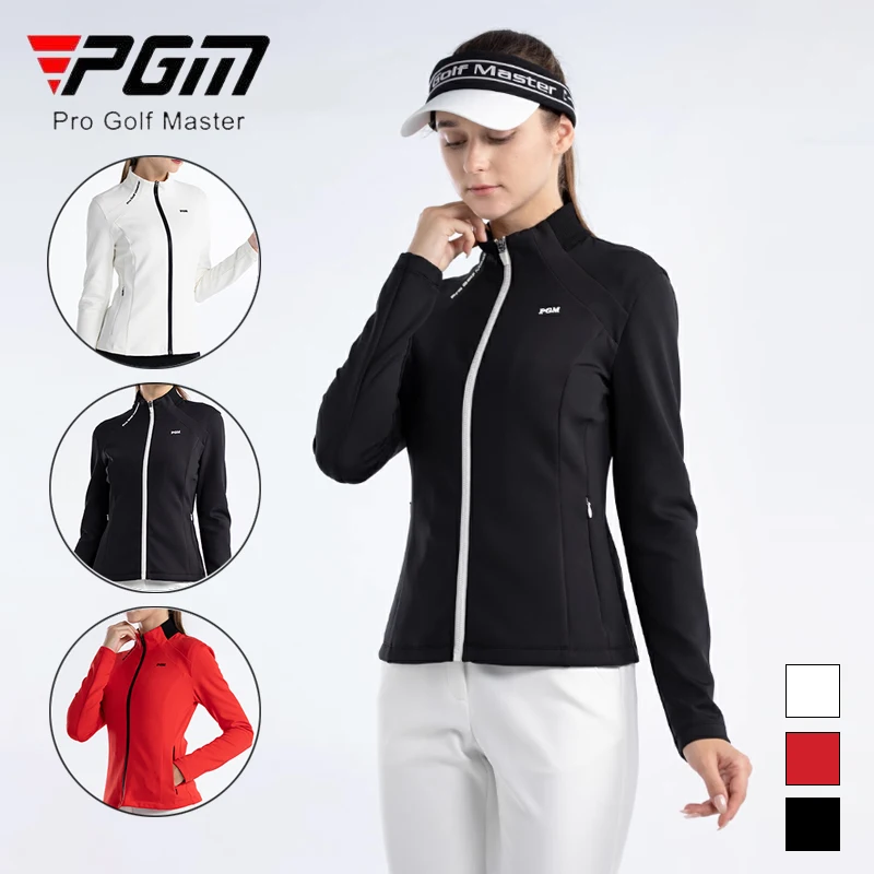 PGM Winter Autumn Golf Jackets Ladies Warm Stand Collar Sport Jackets Women Slim Long Sleeve Casual Coats Running Overcoats