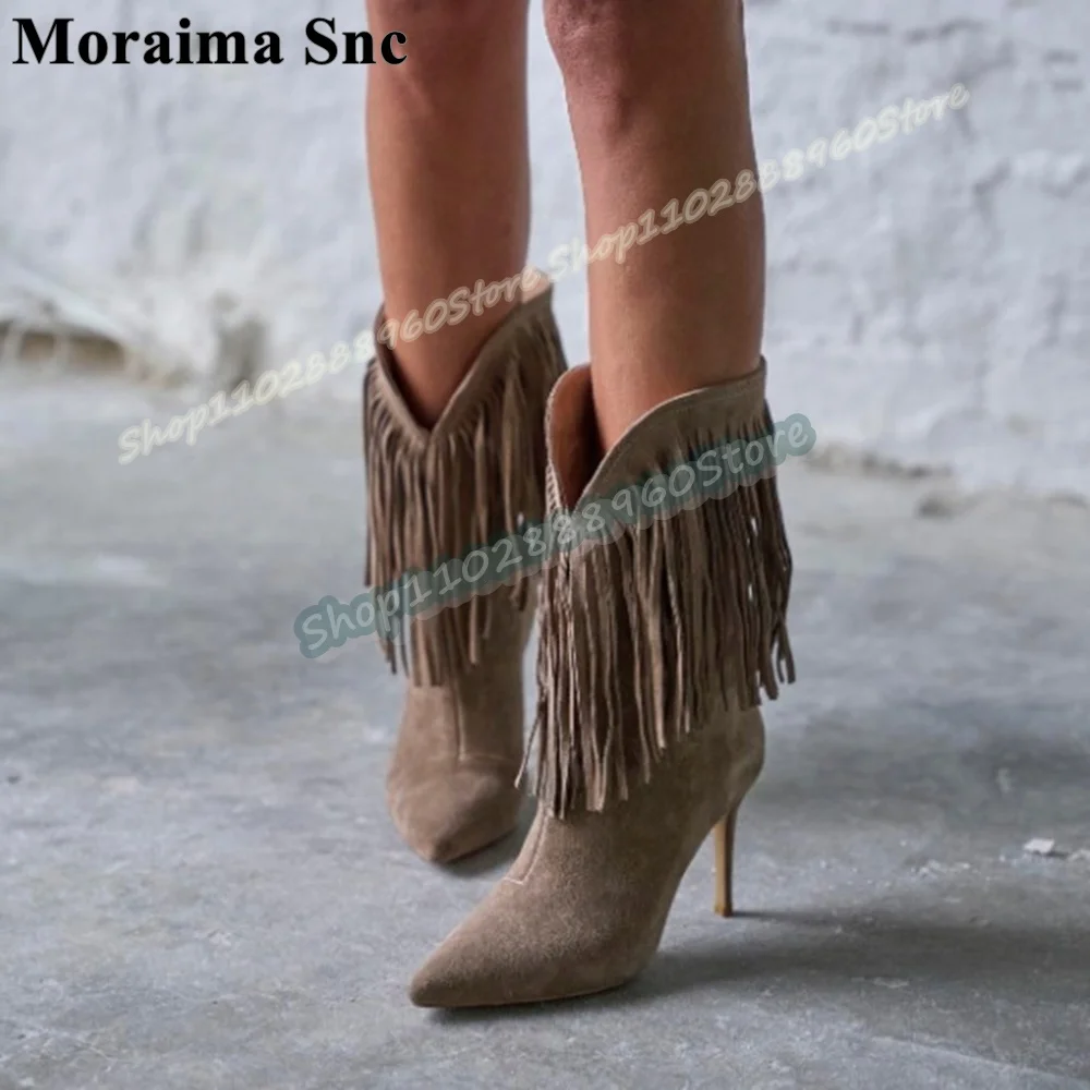 عادية منتصف العجل الكاكي قطيع شرابات مدبب الأحذية رقيقة أحذية عالية الكعب للنساء الانزلاق على أشار تو موضة أحذية النساء الحفلات #3