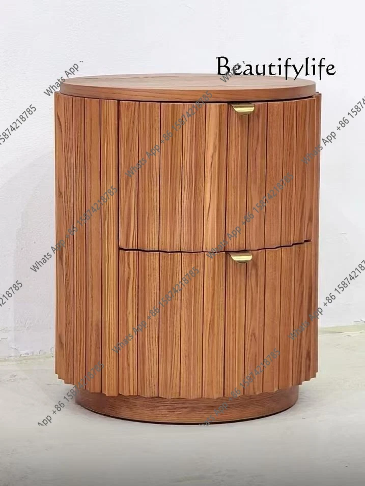 

Zx Medieval Solid Wood Home Bedroom Bedside Table Log Bedside Locker Designer Storage Cabinet