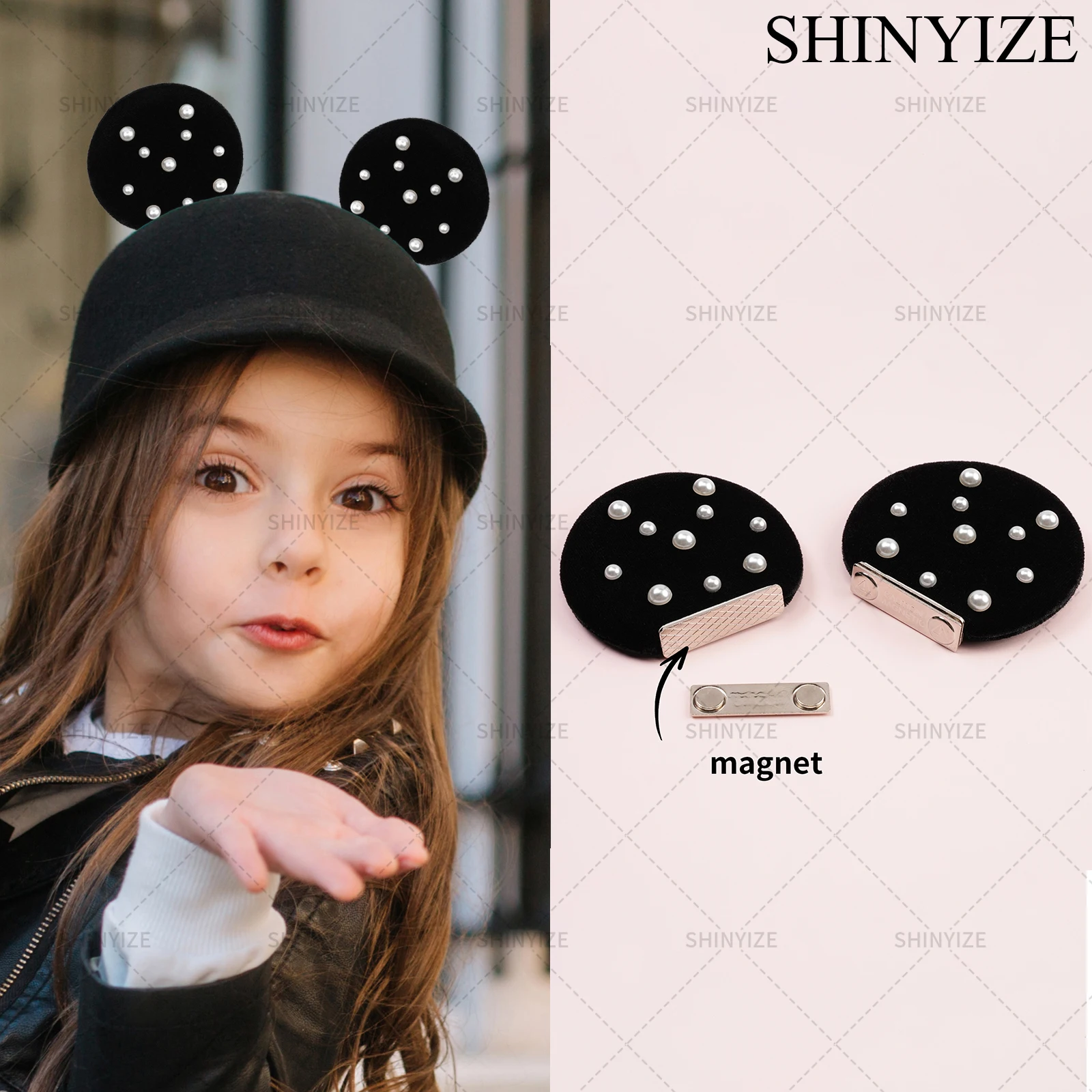 

5pcs/lot Disney Magnetic Mickey Minnie Mouse Ear Accessories 3.3in Creative Diy Hair Accessories Hat Decoration Cute Accessories
