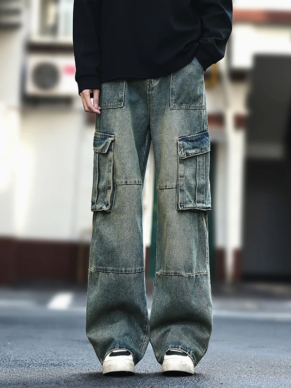 

Мужские джинсы Waed Workwear: прямые и широкие брюки в стиле ретро, американский винтаж, осенне-зимняя модная универсальная модель