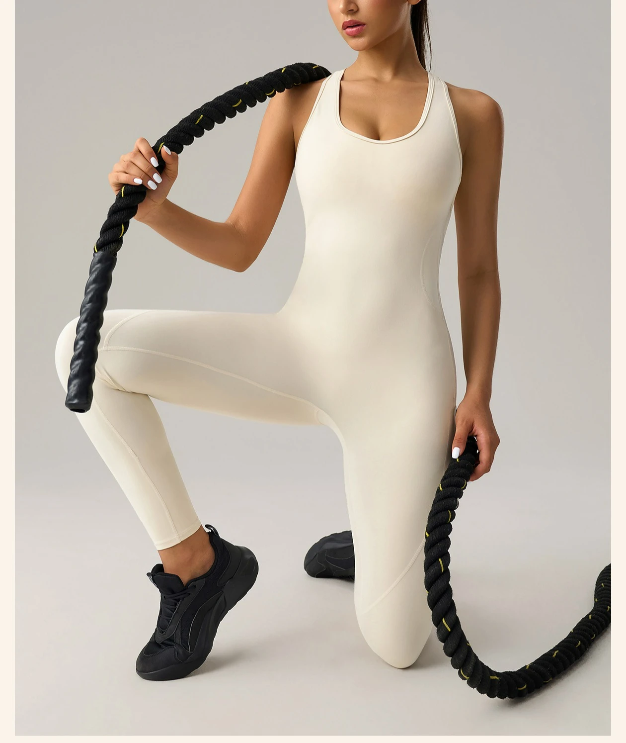 Women's Hollow Back Yoga Jumpsuit, Sleeveless Tank One Piece Bodysuit, Butt Lift Tight Fitness Gym Workout Sports Romper