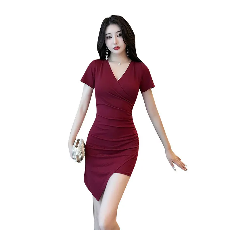 Low Cut Short Skirt Overalls Dress Ladies High End Beauty Salon Tight Sexy Nightclub Costume Waitress Fashion Uniform