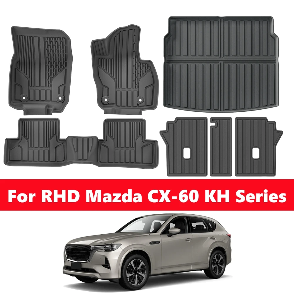

TPE Floor Mats For Mazda CX-60 KH Series 2022 2023 2024 Right-hand drive Custom All Weather TPE Floor Liners Trunk Mat