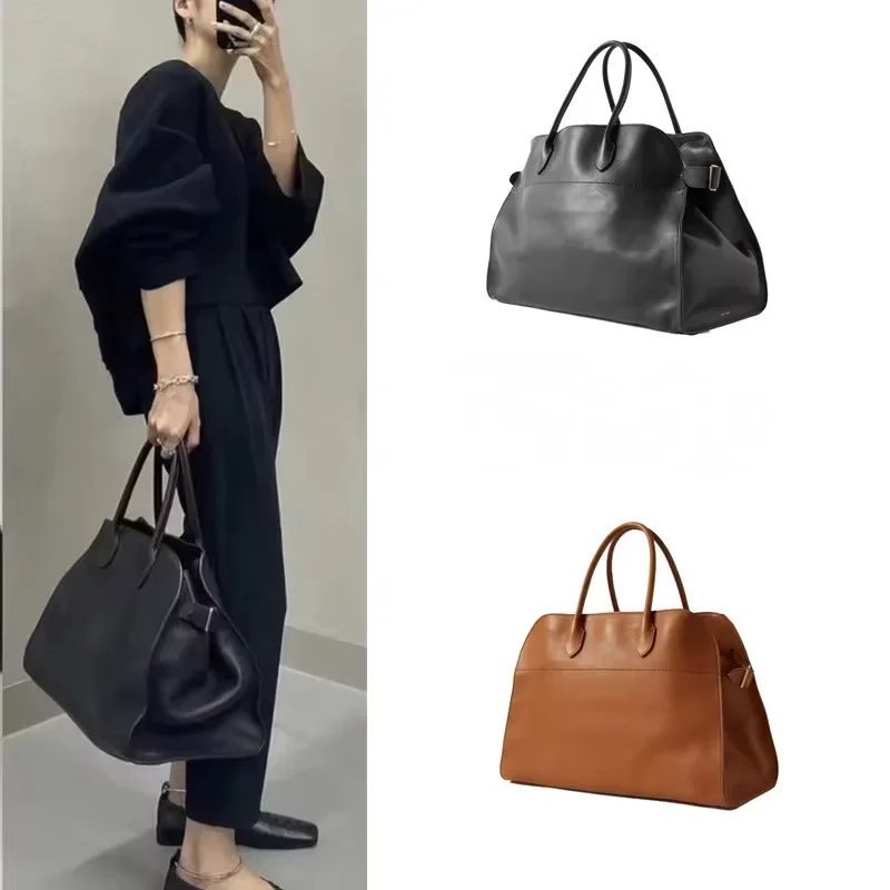 Tote Women\'s Bags Fashion Women\'s Bags Head Layer Cowhide Line Bags Dong Jie same Large Capacity Commuter Handbag