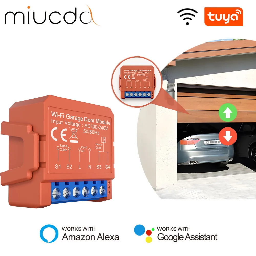 Miucda tuya wifi inteligente módulo de interruptor da porta da garagem controle remoto voz interruptor abridor porta da garagem funciona com alexa google casa