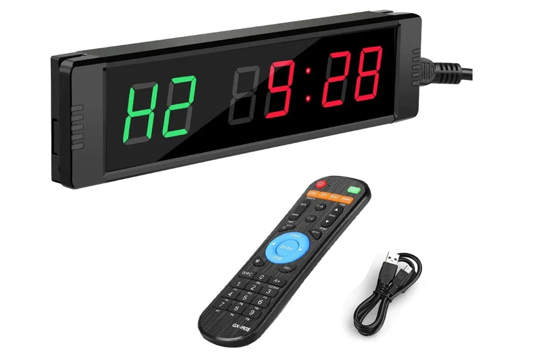 ساعة توقيت للعد التنازلي في الأماكن المغلقة، ساعة توقيت LED، مؤقت كبير، تكرار اللياقة البدنية