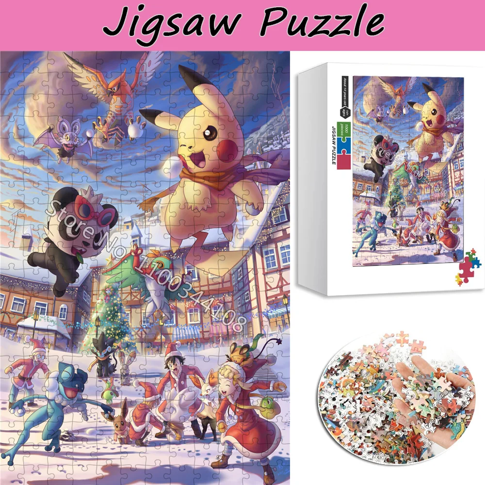 

300/500/1000 шт. Пазлы Покемон Пикачу Мультфильм Аниме Персонаж Пазл для взрослых Декомпрессия Коллекция игрушек ручной работы