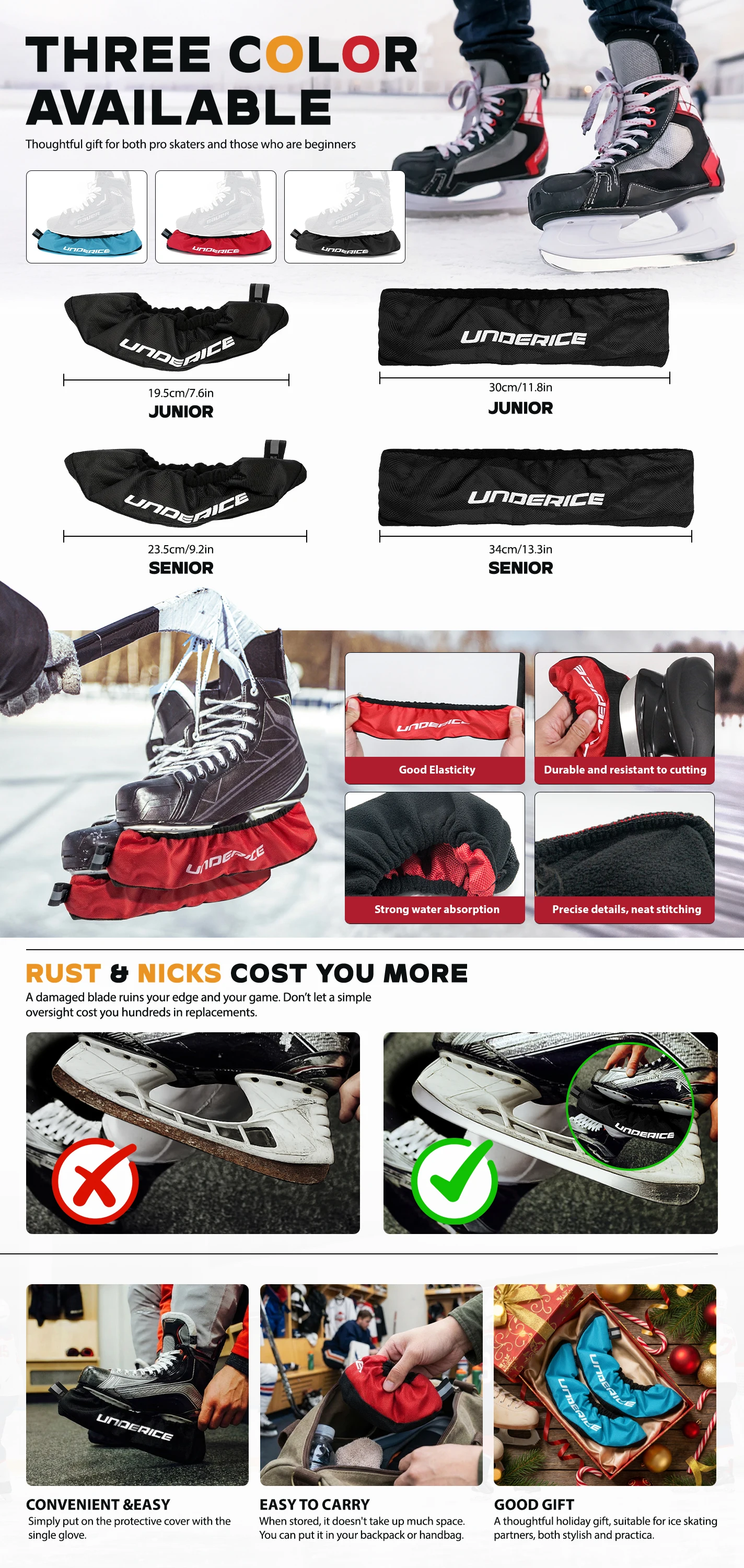 UICE Eishockey-Schneeschilder, Eishockey-Schneeschild-Abdeckungen, Eishockey-Schlittschuh-Abdeckungen, Eiskunstlauf-Schlittschuhe, Schlittschuh-Abdeckungen – Detail 1