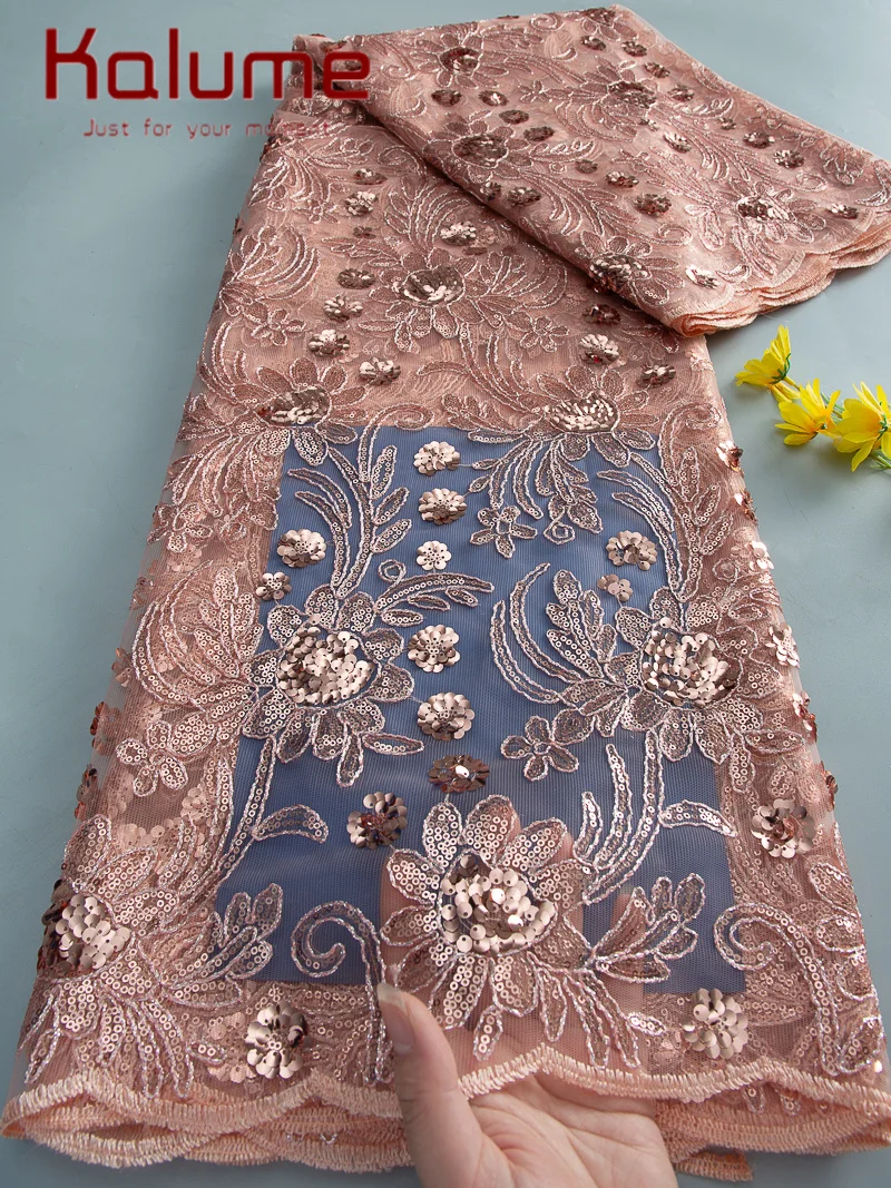 

Kalume African Net Lace Fabric 2026 French Tulle Lace Fabric Hot Selling Mesh Lace Fabric with Sequins Flower for Sewing F4372