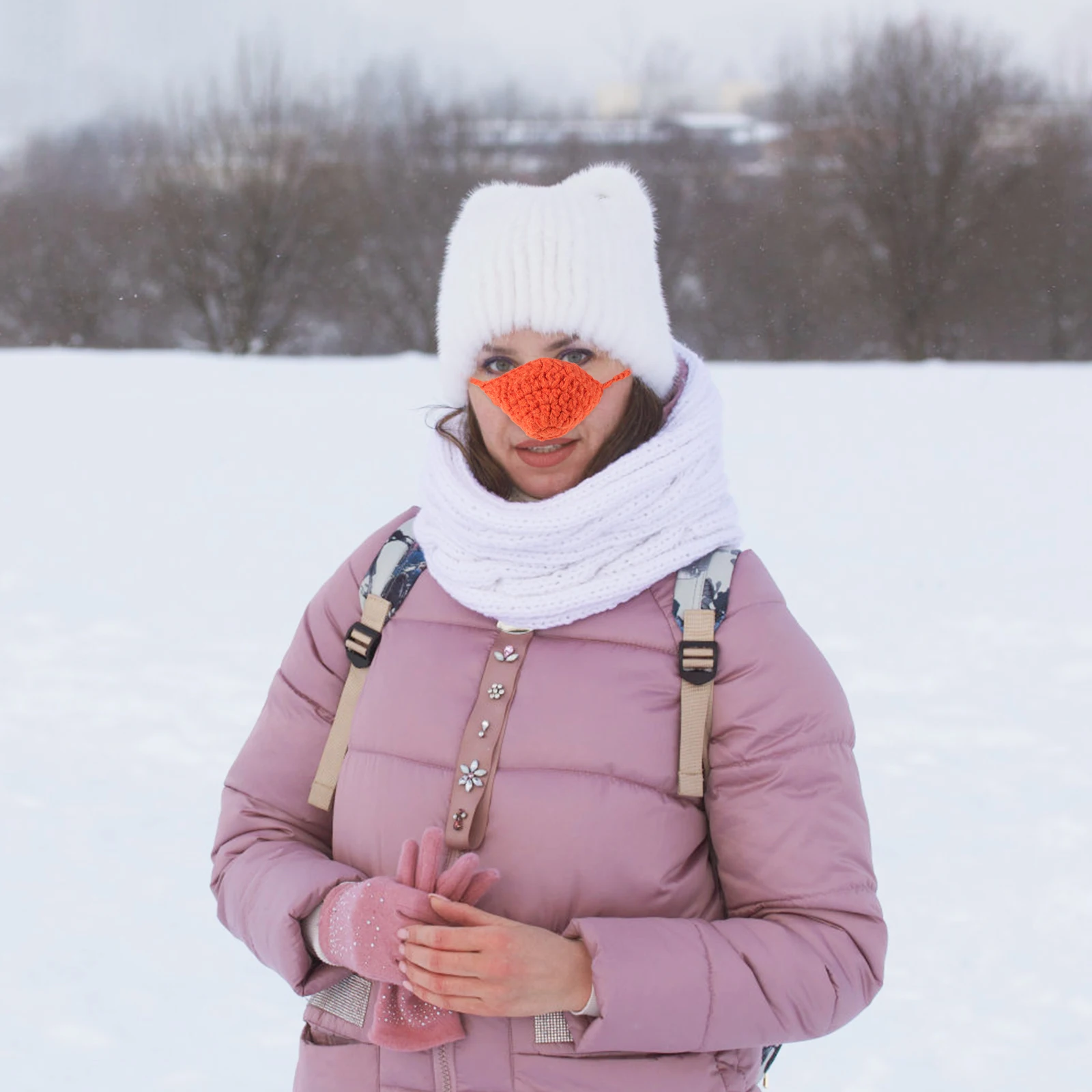 

Nose Warmer Handmade Wool Knit Breathable Dust Proof Windproof For Skiing Running Hiking Motorcycling Outdoor Orange