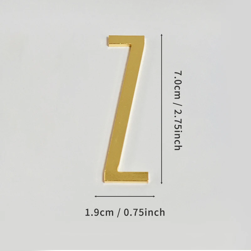 Goldene selbstklebende Hausnummern aus Metall mit englischen Alphabet-Buchstaben für Wohnung, Zimmer, Tür, Tisch, Briefkasten, Zahlenaufkleber, 7 cm – Detail 32