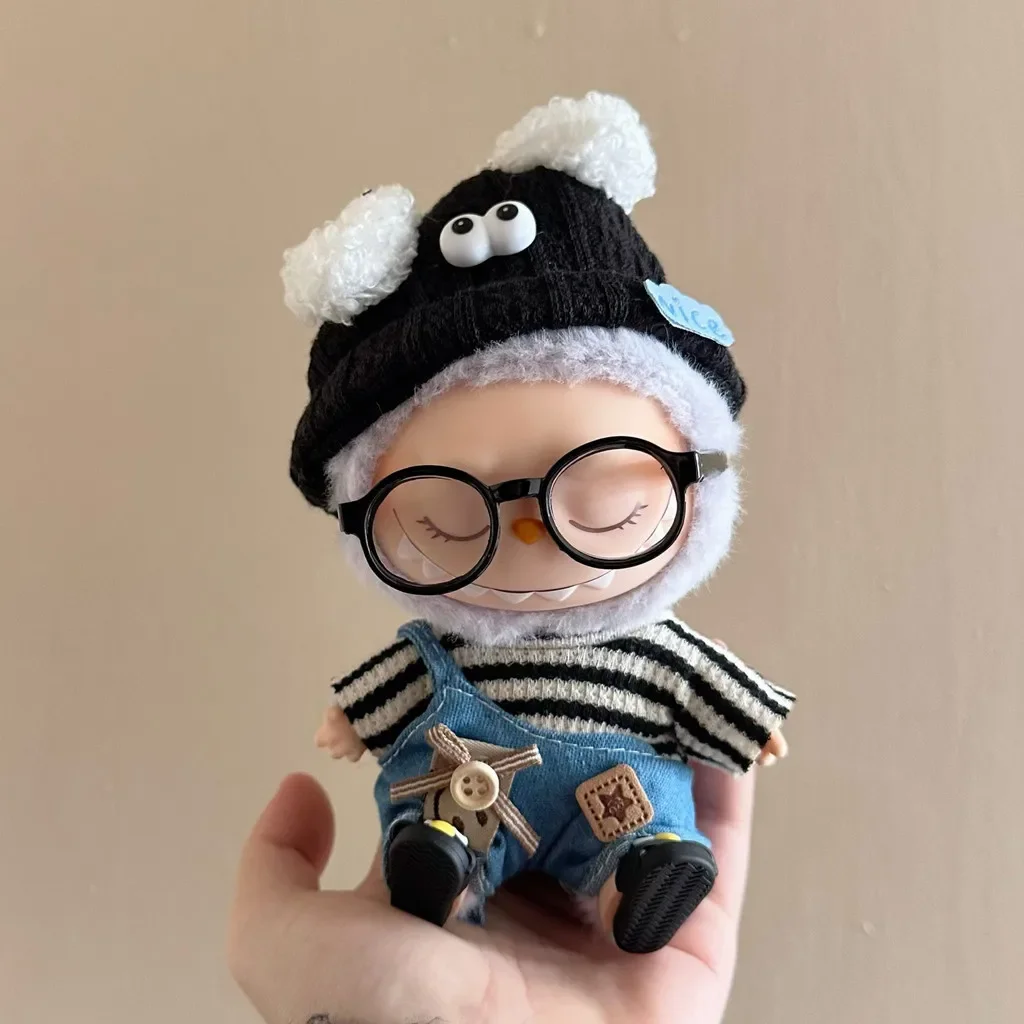 17cm Mini Plush Doll'S Clothes Outfit Accessories For Korea Kpop Exo Labubu Idol Striped clothes eyes shoes suit Clothing Gift