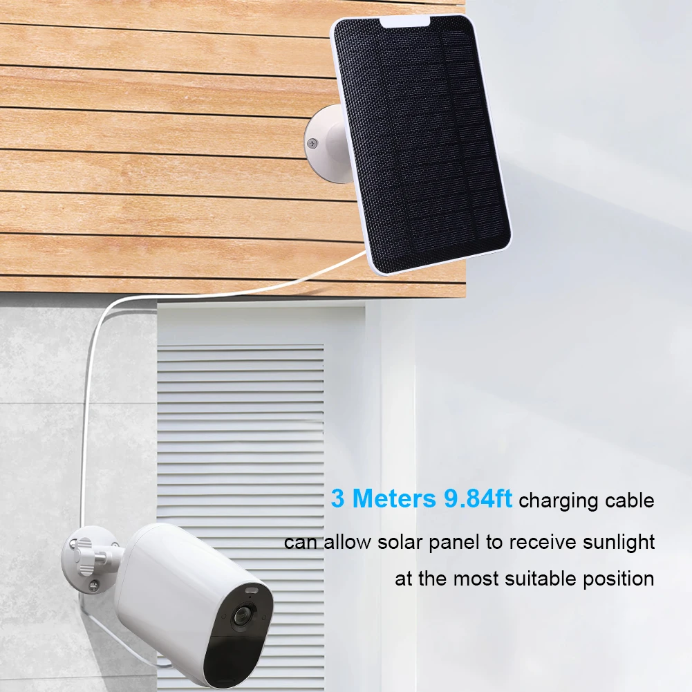 1/3 PCS 5W Solar Panel Charger W/ 9.8ft Micro USB Charging Cable Solar Battery Charger for Arlo Essential Spotlight/XL Spotlight