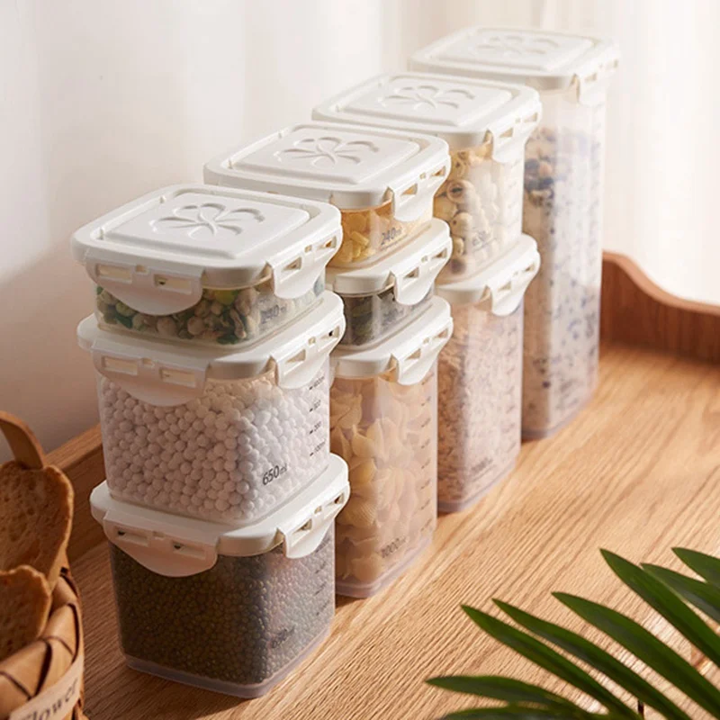 Plastic Storage Jars with Airtight Lid Food Storage Containers for Pantry Organization and Storage for Cereal Flour Sugar