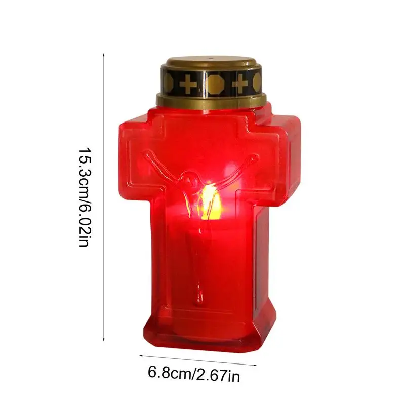 Lampu LED Set lilin LED merah lilin tanpa api dioperasikan baterai lilin pilar LED dengan tombol kontrol untuk pemakaman berhantu