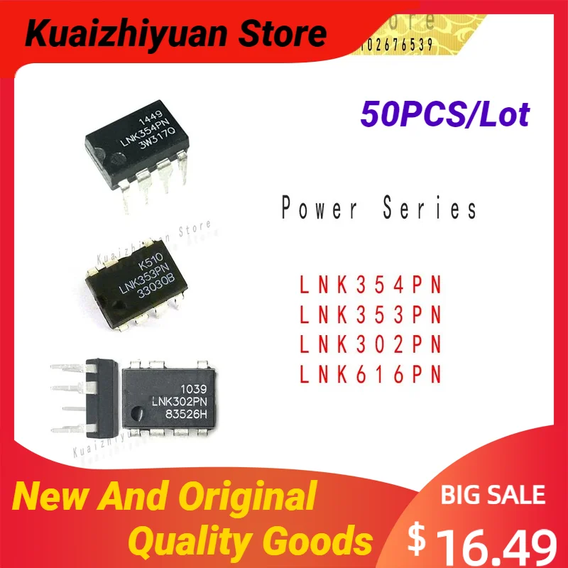 

50PCS/Lot New And Original LNK354PN LNK353PN LNK302PN LNK616PG PG=PN DIP-7 Converter Offline Flyback Topology Quality Goods