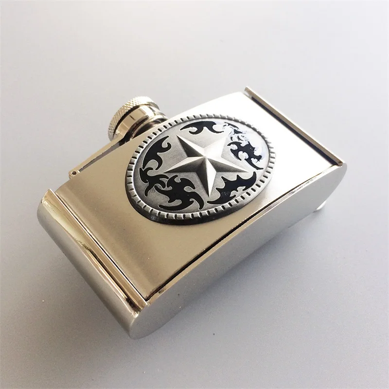 Western Star 3Oz Stainless Steel Flask Belt Buckle BUCKLE-Fl-star Pengiriman Gratis