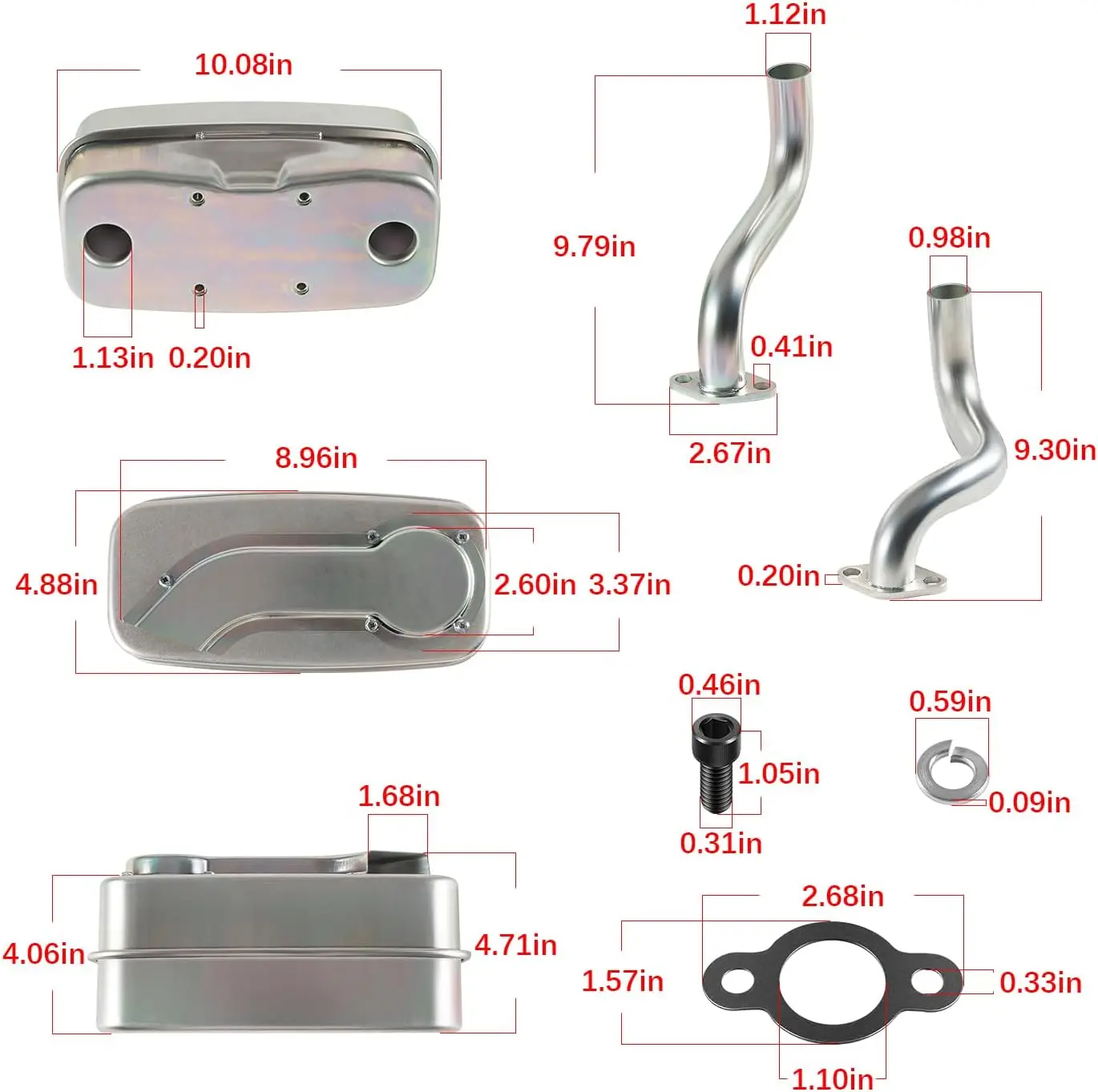 3278601S Generator-Schalldämpfer-Kit für Kohler, Courage SV710-SV840 Twin-Motor-Auspuffanlage, inklusive Krümmer, Dichtung und Montagematerial – Detail 6