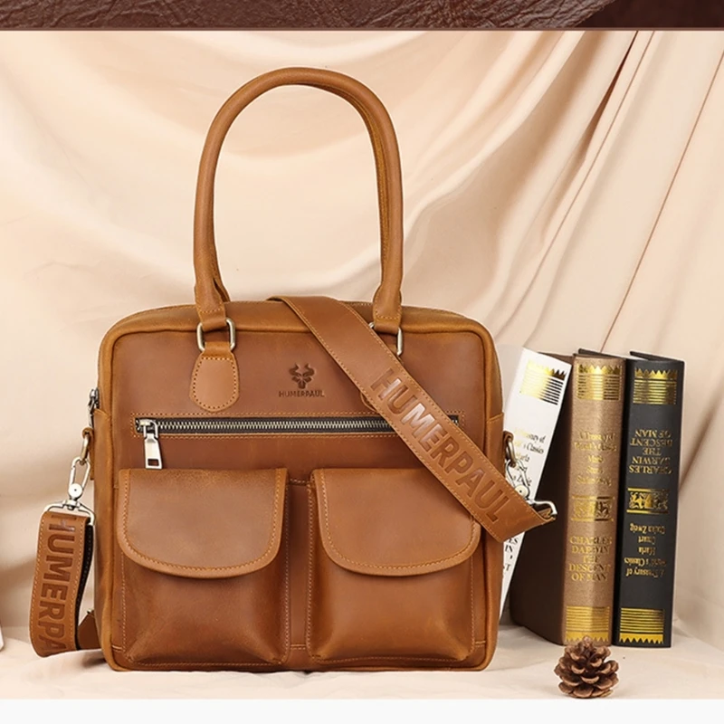 Bolsa elegante masculina mensageiro bolsa de ombro grande para escritório e negócios 517D