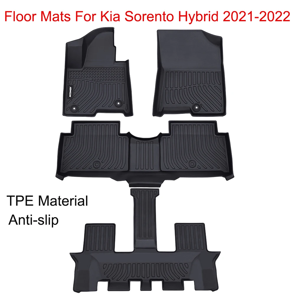 For Kia Sorento Hybrid 2021-2023 Car Floor Mats Auto Protective Pad Carpete Black 6 Seat 3 Row Car Foot Mat For Kia (PHEV & HEV)