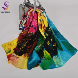 BYSIFA|Luxury Grey Pink Women Silk Scarf Shawl Fashion Natural Silk Long Scarves New Ginkgo leaf Design Elegant Satin Neck Scarf