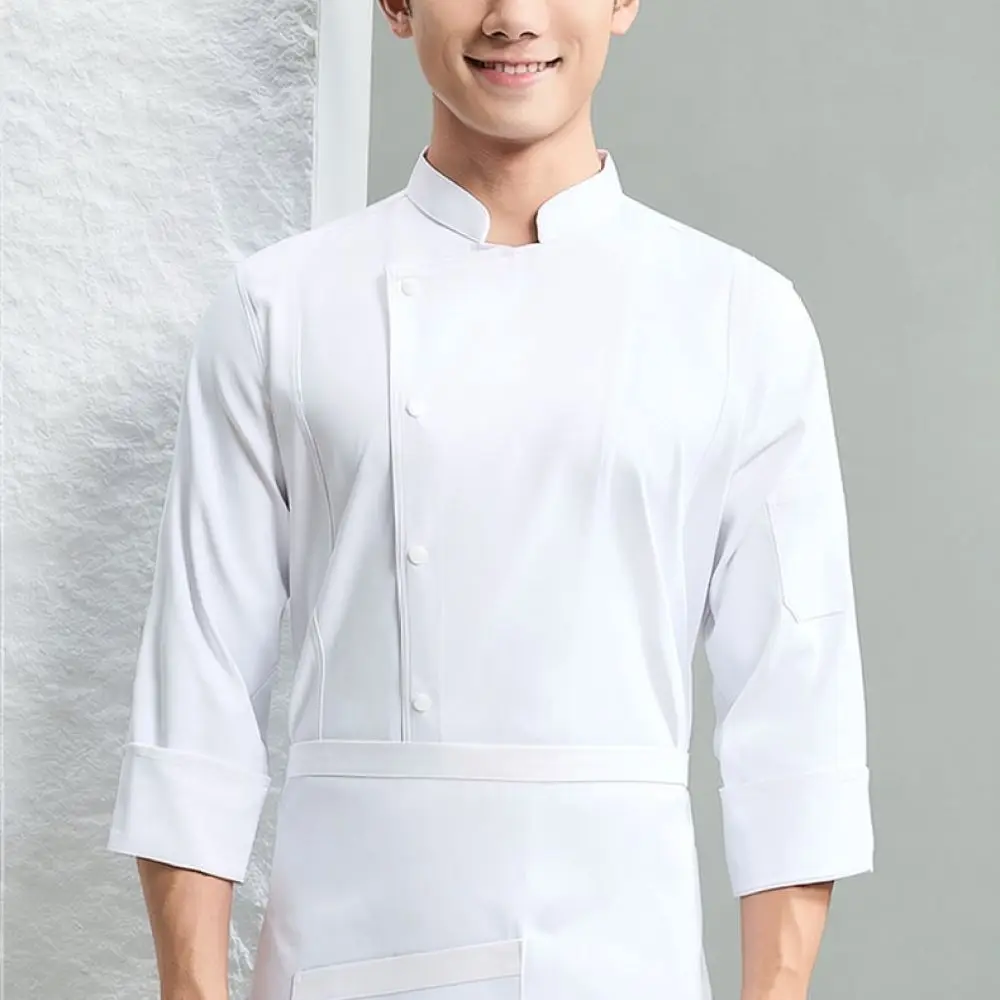 Elastic Chef Jacket Waterproof Breathable Kitchen Workwear Unisex Professional Apparel For Restaurant Cooking Staff Clothing