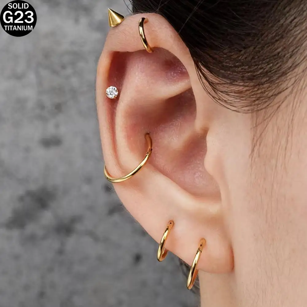 1Pcs ASTM F136 Titanium Hinged Segment Nose Ring Segment Hinge Nose Ring Septum Clicker Piercing Ear Unisex Dilations Pirsing
