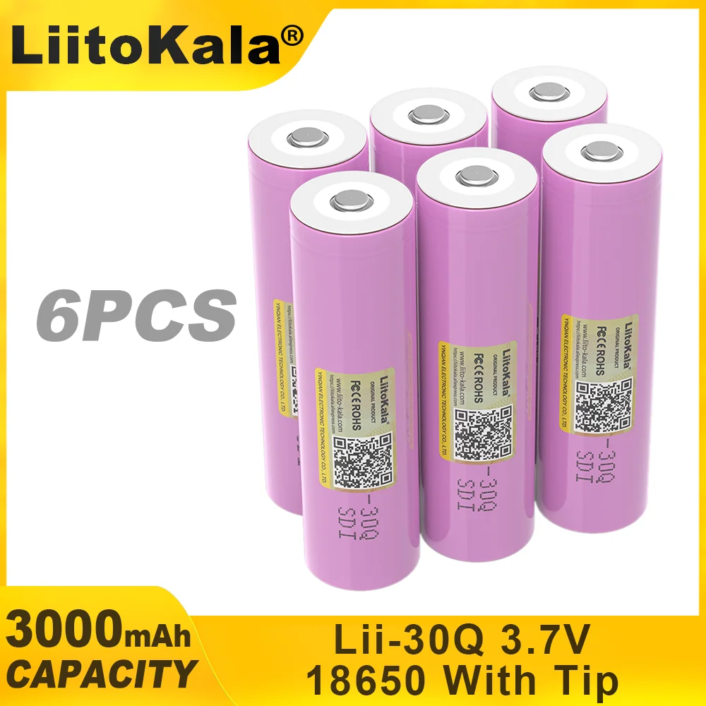 Liitokala 100% Original ICR18650 30Q With Tip 3000mAh Lithium Battery Powered Rechargeable Battery Electric Tools