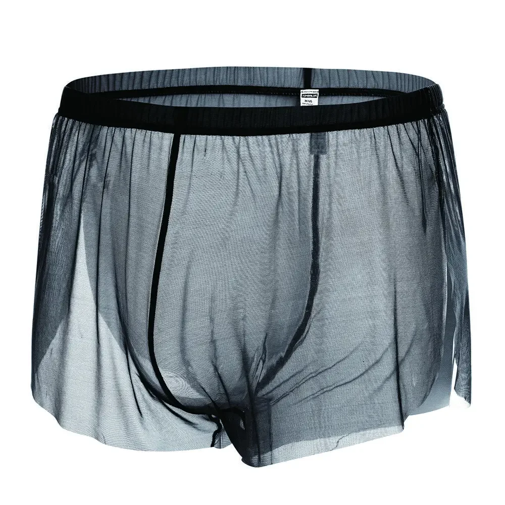 Jinshi Men's Sexy See Through Boxers Sheer Breathable Trunks Comfort Fit Underpants For Men