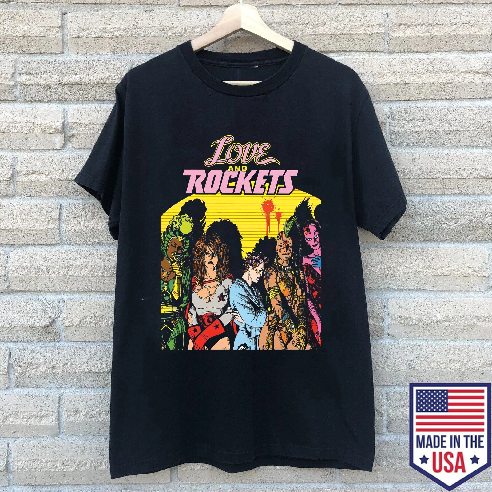 

The Story of Alt Comic Love and Rockets T Shirt Men Women Summer Men's T-Shirt Black Casual Crew Neck Cotton Tee