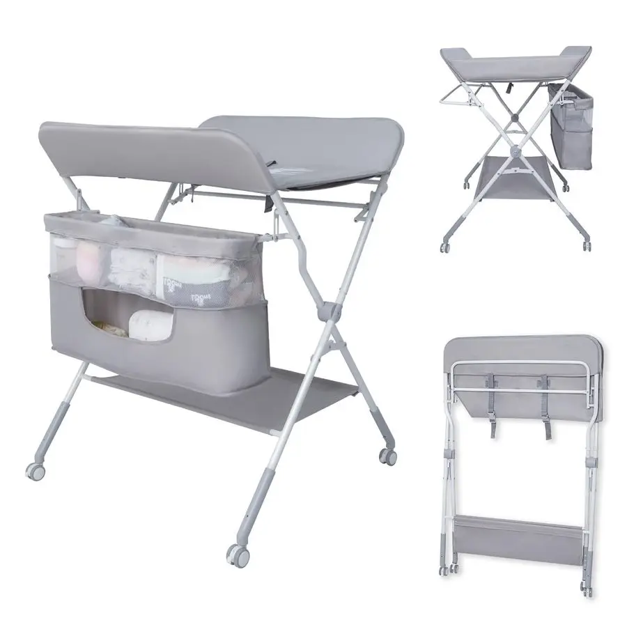 

Детский складной портативный пеленальный столик, 4-уровневый стол для пеленания подгузников с регулируемой высотой для детской комнаты с ремнем безопасности, двойной