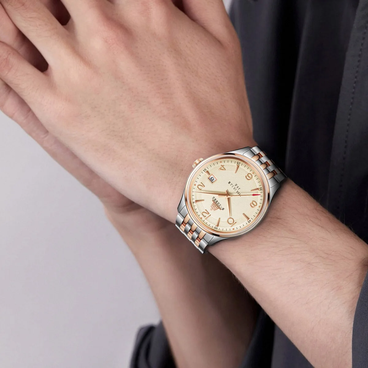 Shanghai Watch 18K Rose Gold Men's Dress Watches 39mm Sapphire Automatic Mechanical Wristwatch Limited 316L Stainless Steel 5002