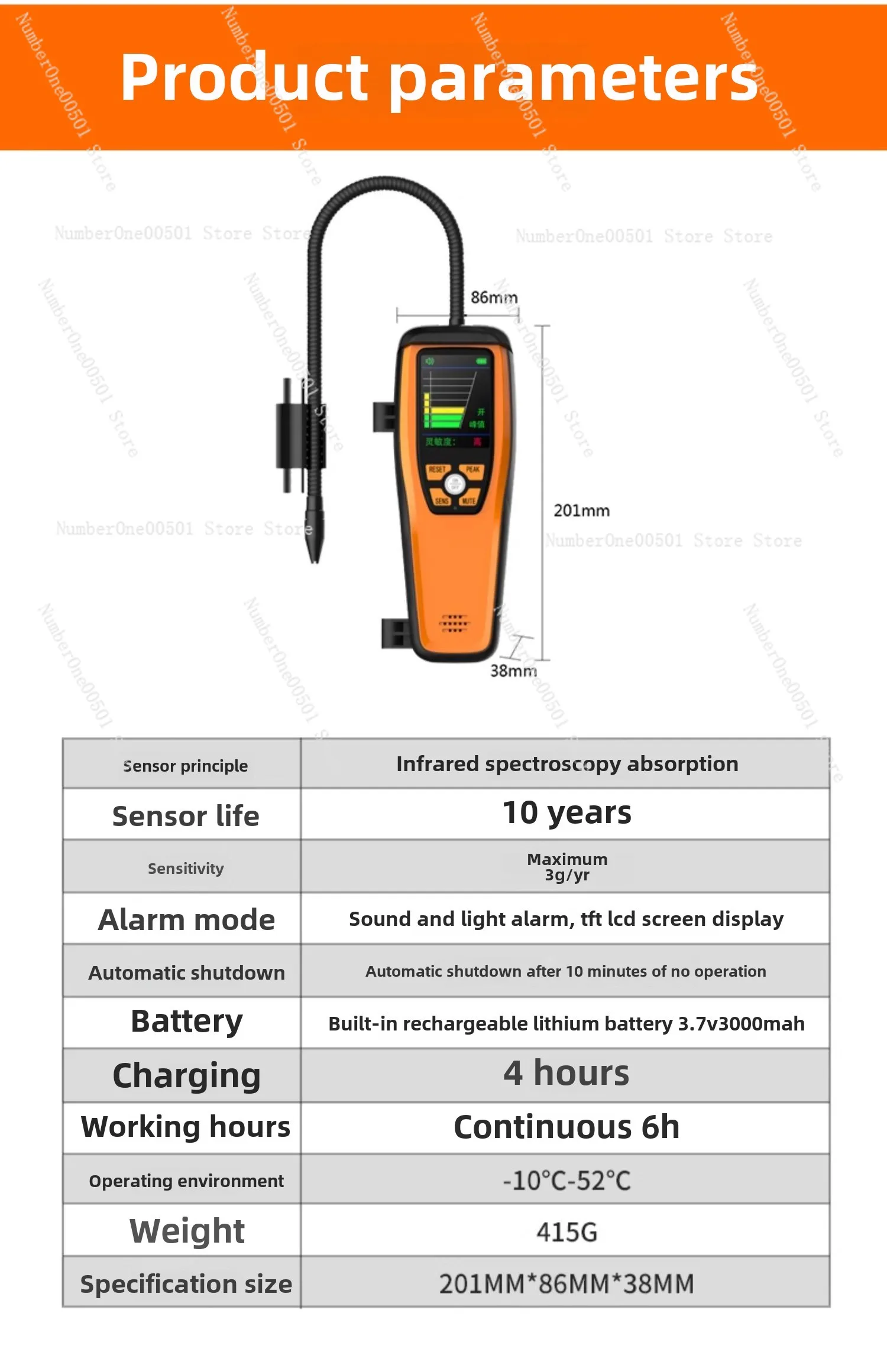 Sensitive Portable Rechargeable Refrigerant Gas Leak Detector Elitech ILD-200