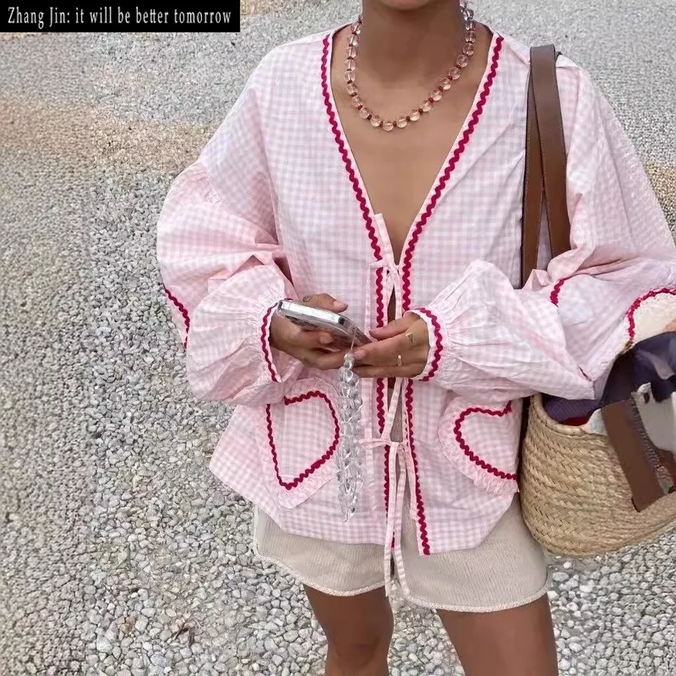 

Новинка 2024, длинный свободный топ в клетку, женский длинный свободный топ irt Bubble Sve, смесь полиэстера обычной длины, цвет Blo