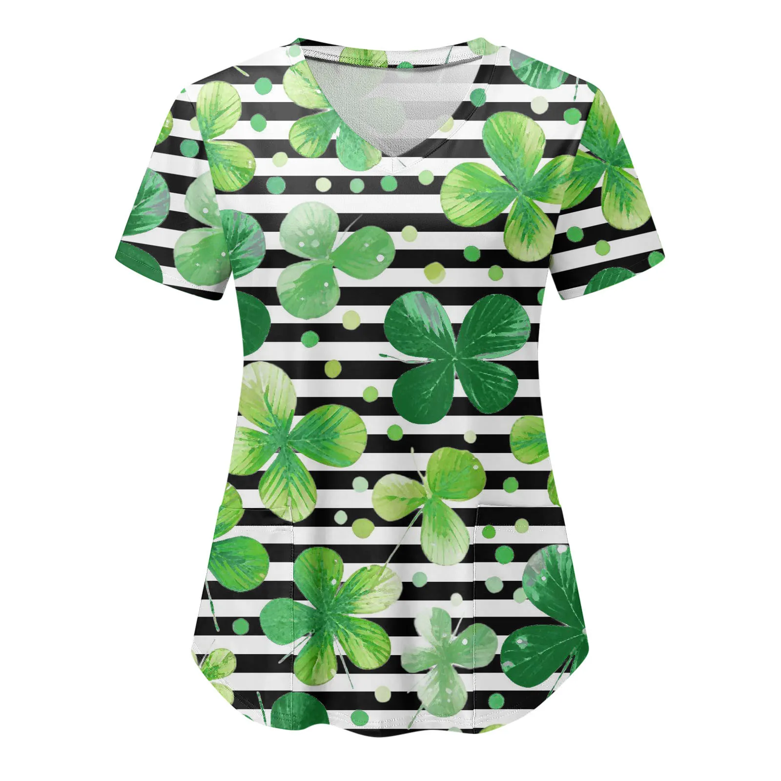 Uniforme sanitario de St Pat para mujer, ropa de trabajo de enfermería, camiseta de Hospital, Blusa de manga corta, trabajo médico