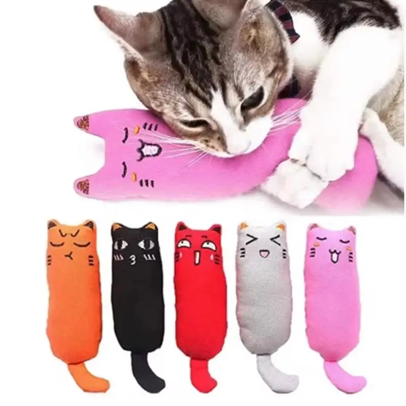 Teeth Grinding Catnip Toys Funny Interactive Plush Cat Toy Pet Kitten Chewing Vocal Toy Claws Thumb Bite Cat mint For Cats