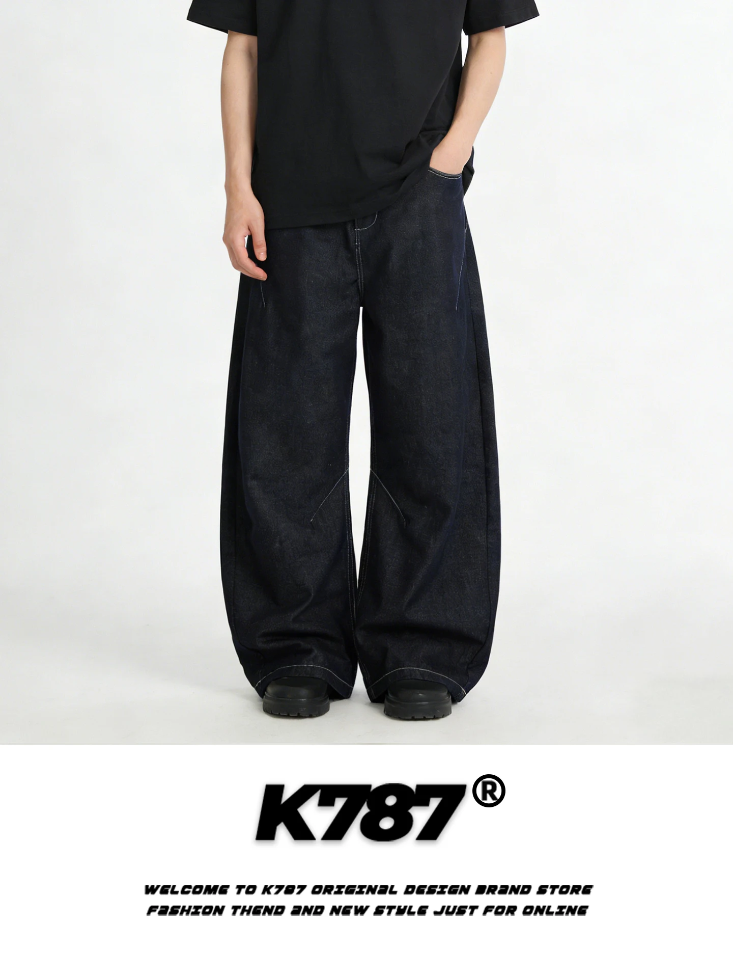 

Джинсы K787 American Street Style с широкими штанинами, унисекс, повседневные, свободного кроя, с высокой талией, удлиненные, визуально стройнящие