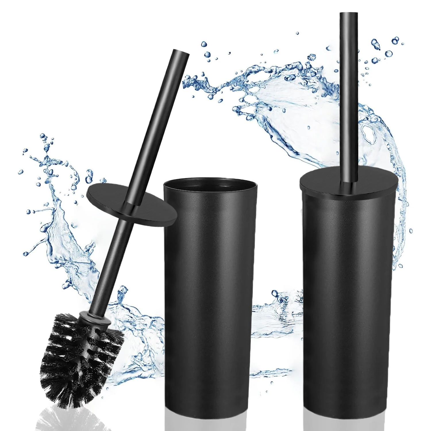 

Black Toilet Brush and Holder Set Stainless Steel Freestanding Toilet Bowl Brush With Long Handle Cleaning Tool for Bathroom