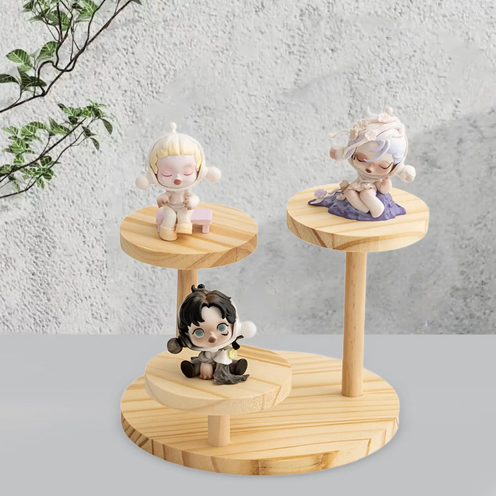 Wood Riser Multi Tier Desktop Display Stand for Mini Doll Miniature Cosmetic