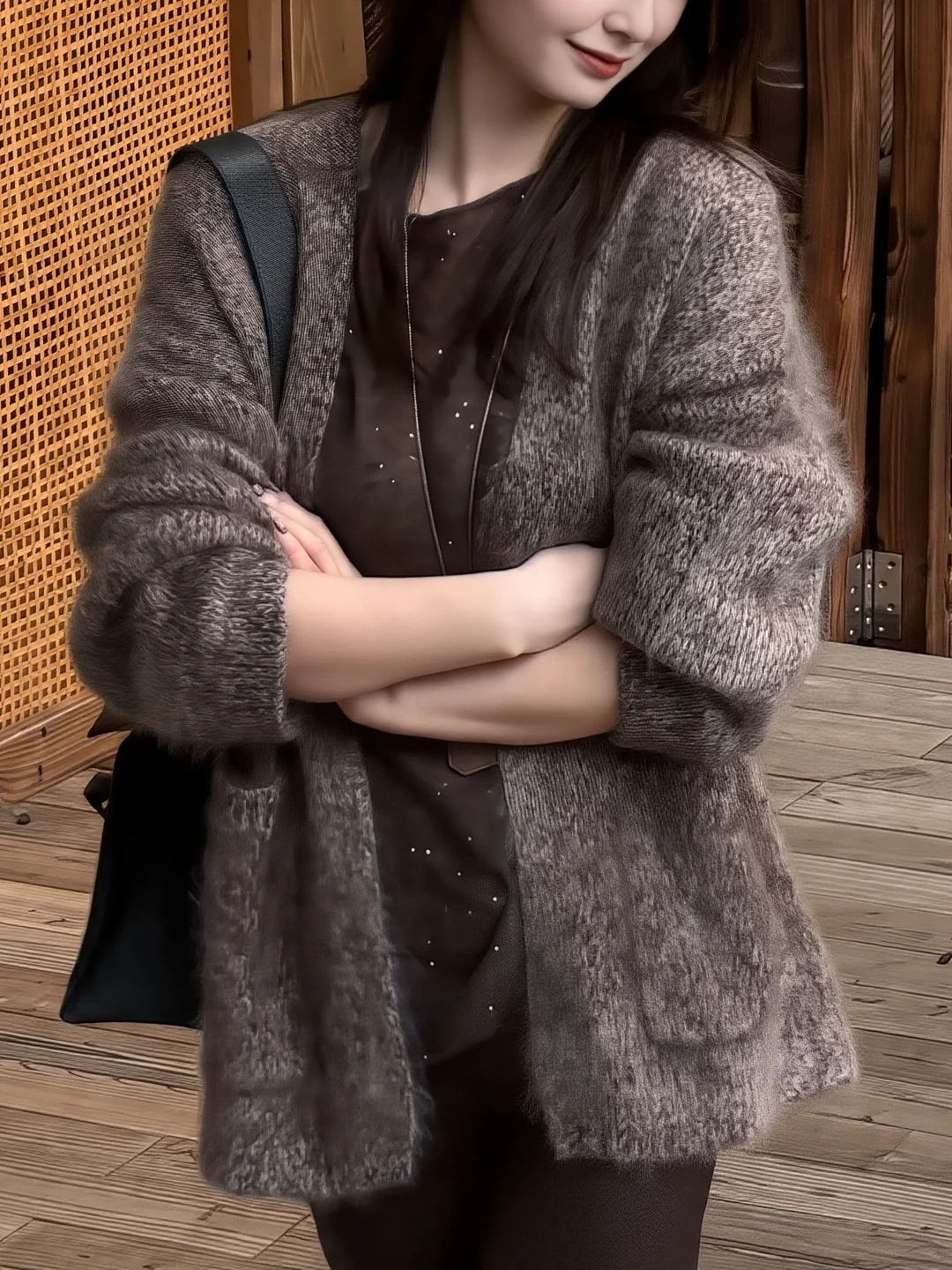 

Autumn Winter New Sle Simple Lazy Loose Slimming High-End Versatile Knitted Open Cardigan Top Women's Soft Cozy Korean Version